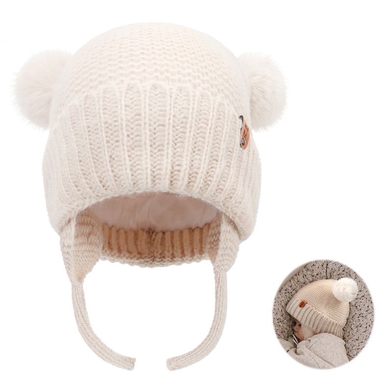 Infant Beanie Hat With Ears - Cappello di lana per bambini Cappello