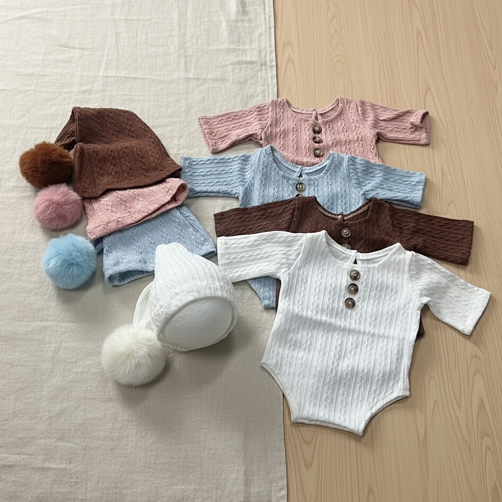 Infant Photography Props Outfit - Puntelli per fotografia neonato Pagliaccetto Cappello