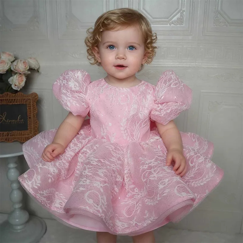 Toddler Girl Tulle Party Dress - Elegante Abito Rosa con Glitter e