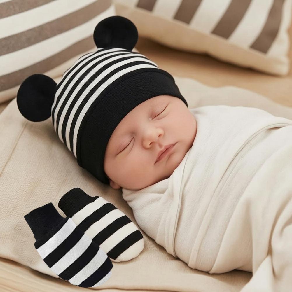 Infant Beanie Hat With Ears - Set Guanti Antigraffio e Scarpine per