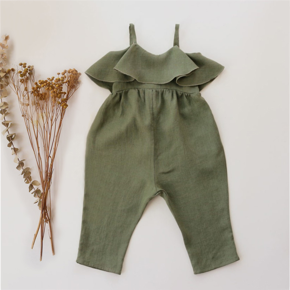Baby Summer Linen Sleeveless Jumpsuit - Vestiti estivi per bambina pagliaccetti per