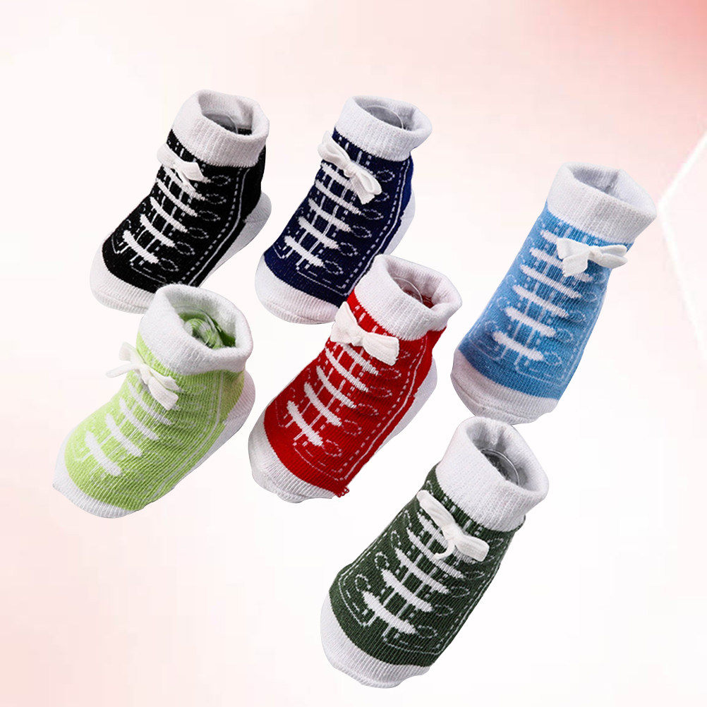 Unisex Baby Socks Non Slip - 6 Paia di Calzini in Cotone