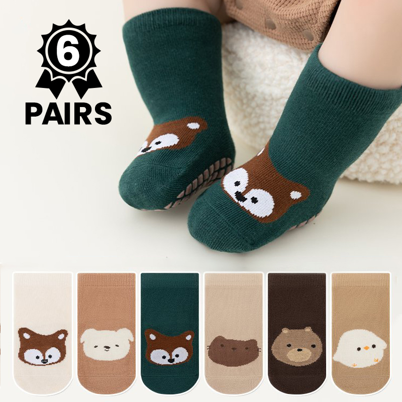 Unisex Baby Socks Non Slip - 6 Paia di Calzini Antiscivolo per
