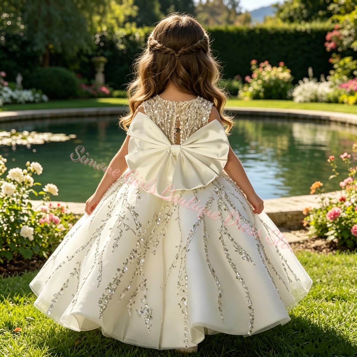 Toddler Girl Tulle Party Dress - Abito da Damigella con Perline di