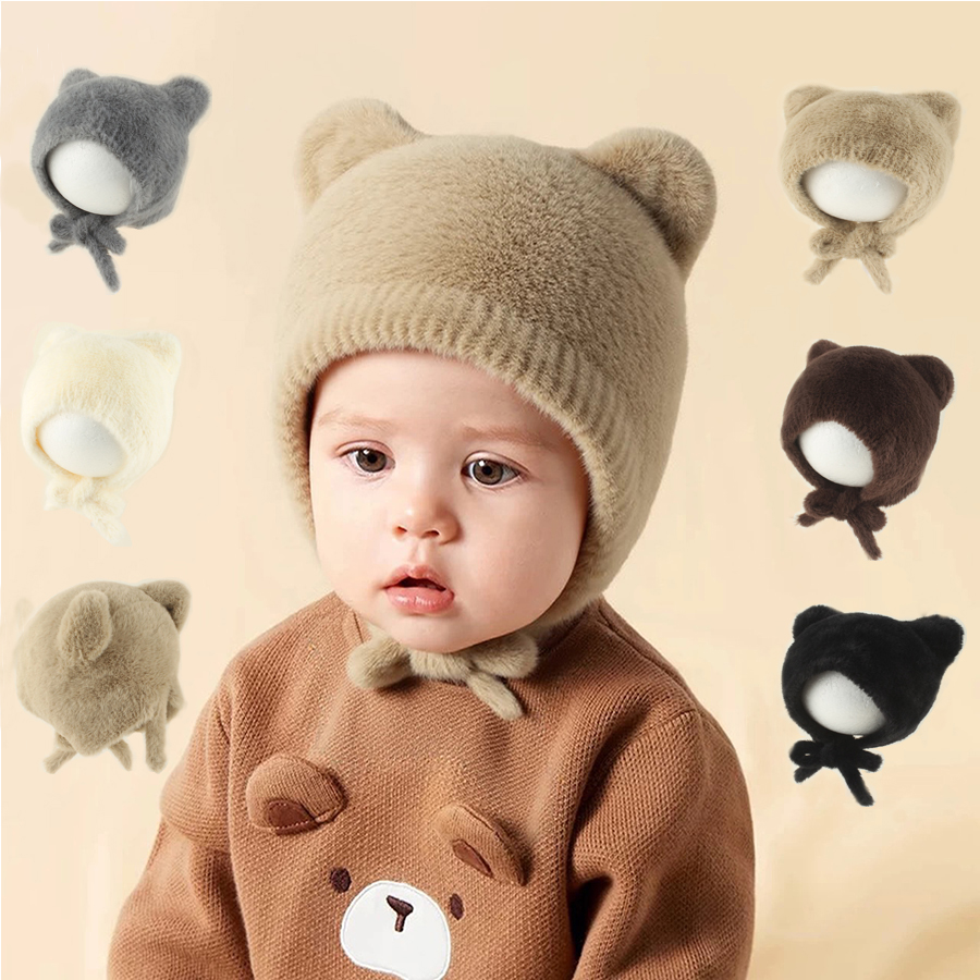 Infant Beanie Hat With Ears - Simpatico cartone animato bambino cappello lavorato