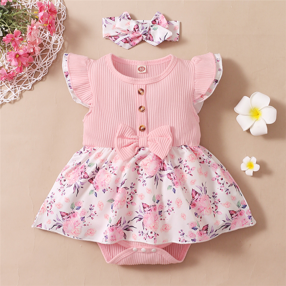 Newborn Baby Girl Romper Floral - 0-18 mesi neonata pagliaccetto floreale vestito