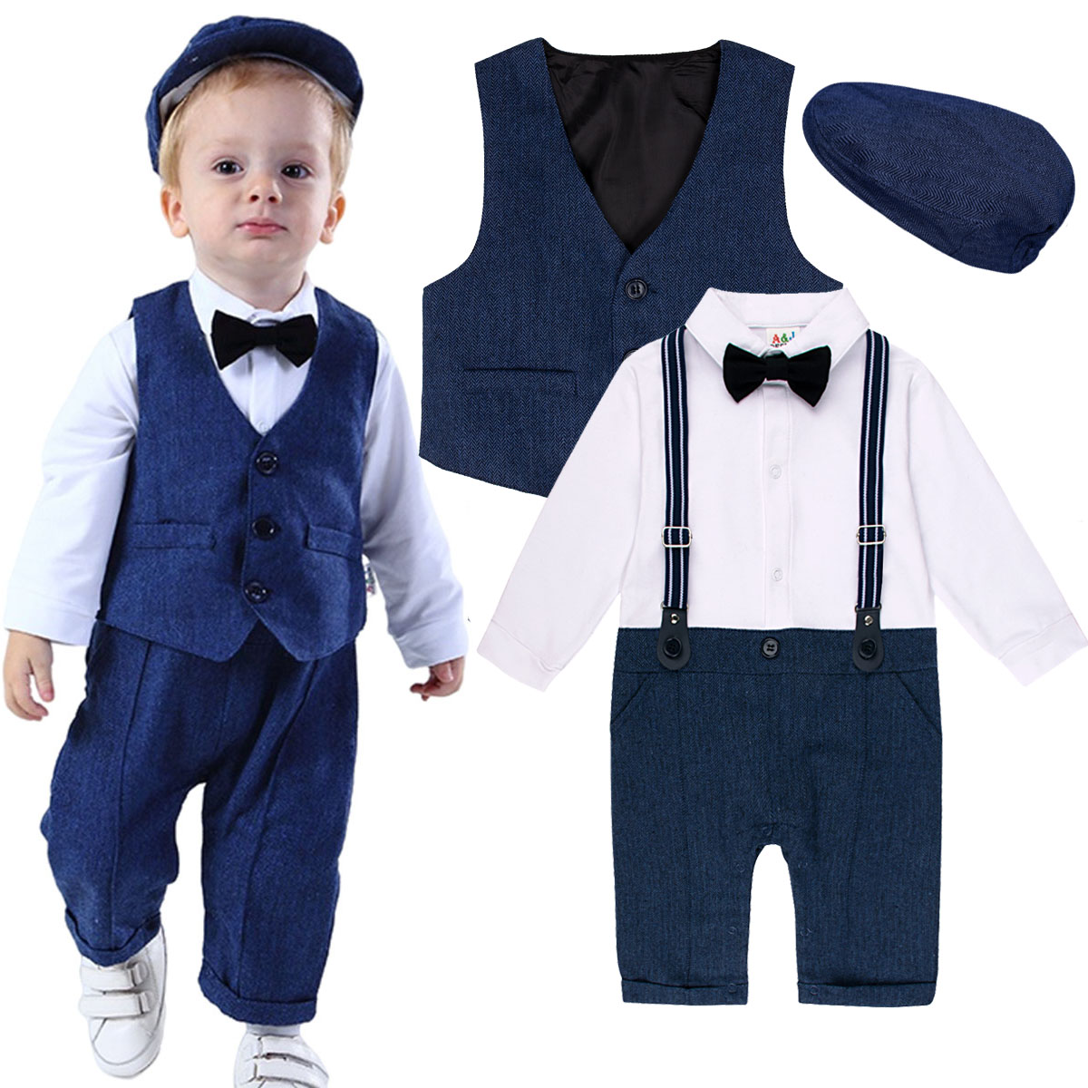 Baby Boy Suit Set Baptism - Set di Abbigliamento per Neonato Maschio,