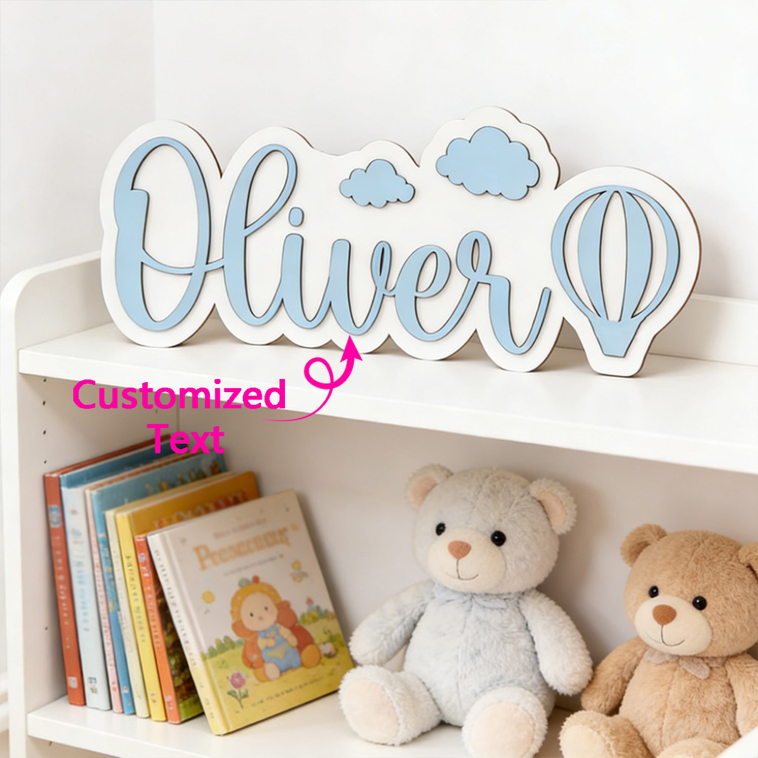 Nursery - Insegna Personalizzata per Cameretta con Mongolfiera
