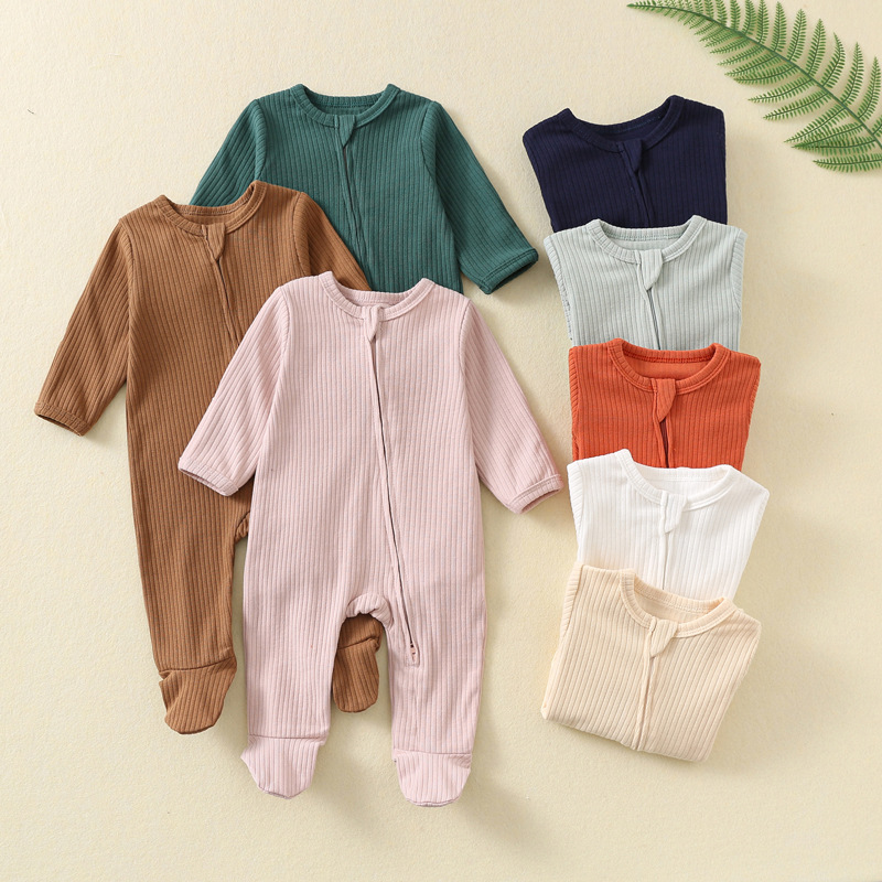 Cotton Baby Onesies Zipper - Tutina per Neonati Autunno e Inverno,