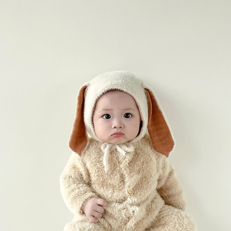 Infant Beanie Hat With Ears - Cappello da coniglietto invernale in peluche