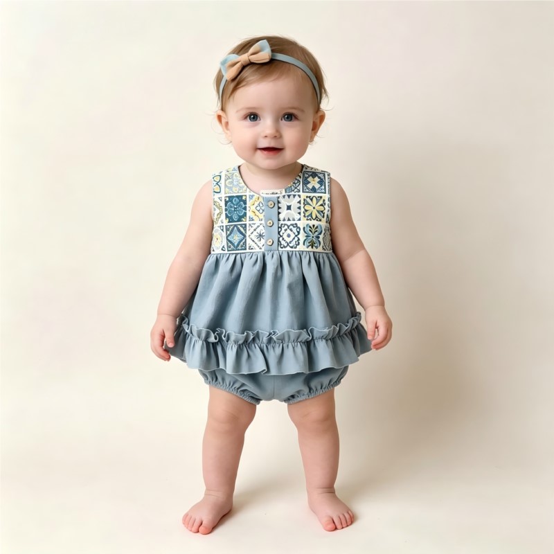 Tutina Estiva in Cotone e Lino - Baby Summer Linen Sleeveless Jumpsuit recensione e prezzo