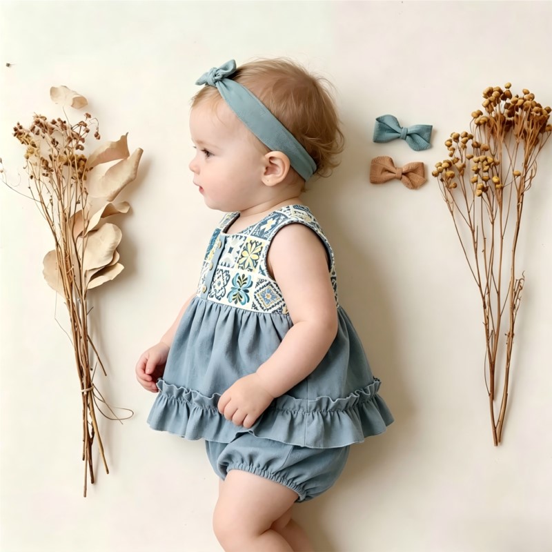 Tutina Estiva in Cotone e Lino - Baby Summer Linen Sleeveless Jumpsuit recensione e prezzo