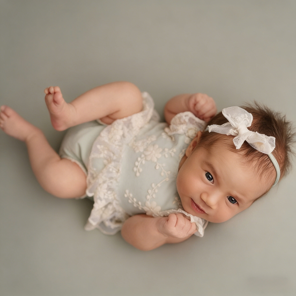Tutina in Pizzo Verde Pastello - Newborn Baby Girl Romper Floral recensione e prezzo